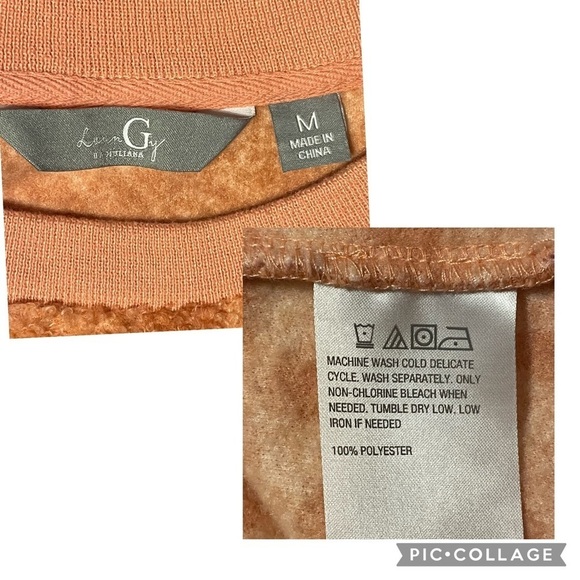 G Giuliana LounGy Clay Color Cozy Textured Sherpa Fleece Sweatshirt - Sz M - Picture 3 of 13